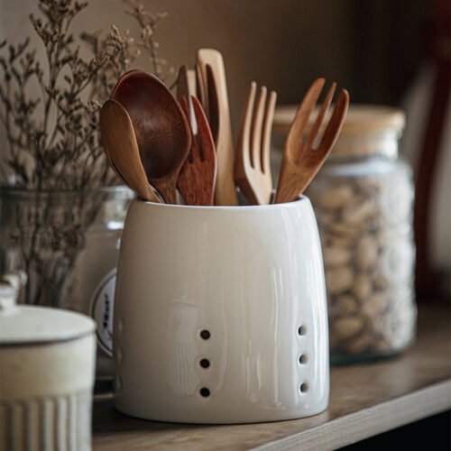 Ceramic Utensil Caddy - Chopstick & Pen Storage Jar