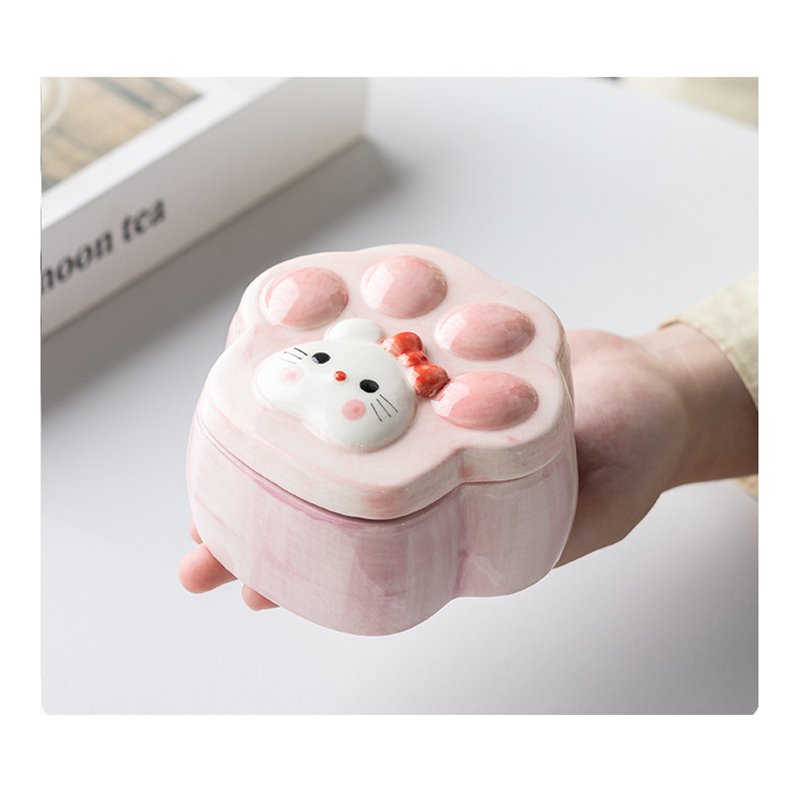 详情图_11 Ceramic cat paw jewelry box with lid - Image 4