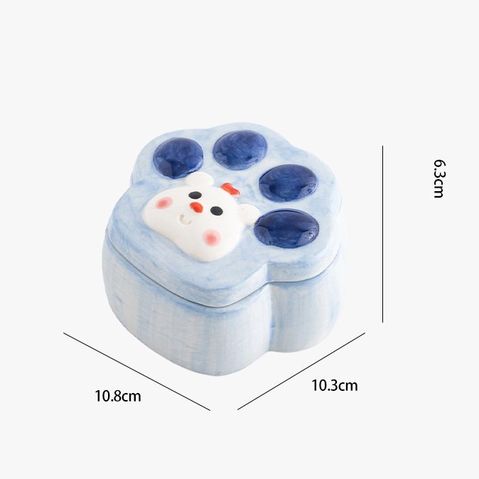 Ceramic cat paw jewelry box with lid 详情图 6