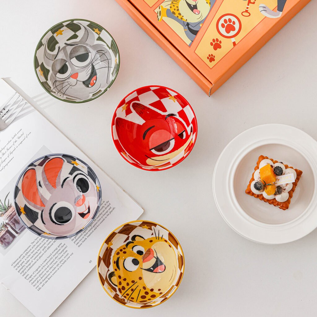 Add Fun and Charm to Your Table with the Crazy Animal Ceramic Bowl Set 4.5