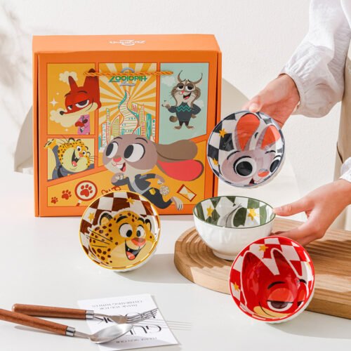 4.5'' crazy animal city surrounding ceramic bowl set (4pcs/box)