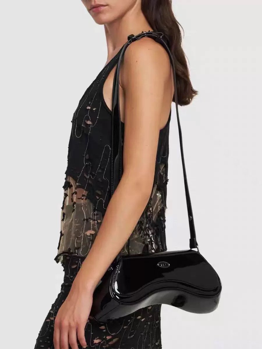 Home mini shiny patent leather play glossy crossbody bag shoulder purse with adjustable strap