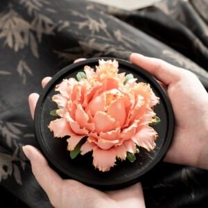 Painted Ceramic Peony Flower Fragrance Decoration